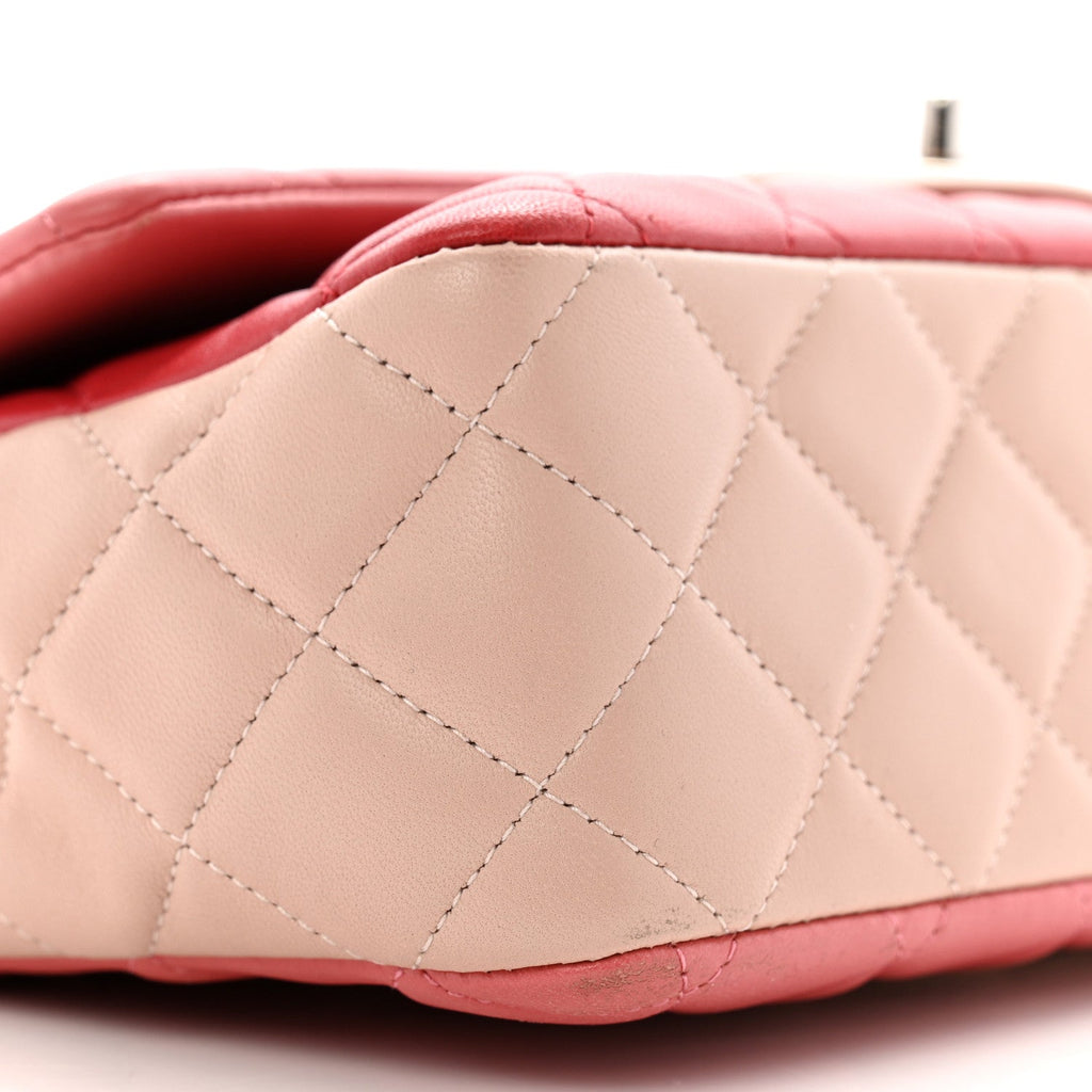 Lambskin Quilted Tri-Color Medium Valentine Charms Single Flap Pink