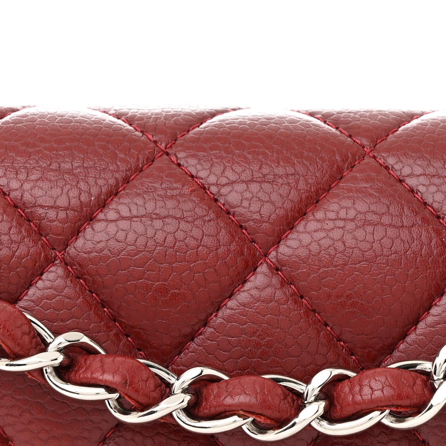 Caviar Quilted Medium Double Flap Burgundy