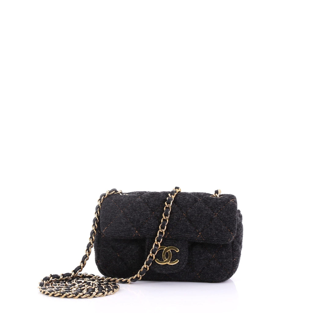 Chain Flap Bag Quilted Wool Extra Mini