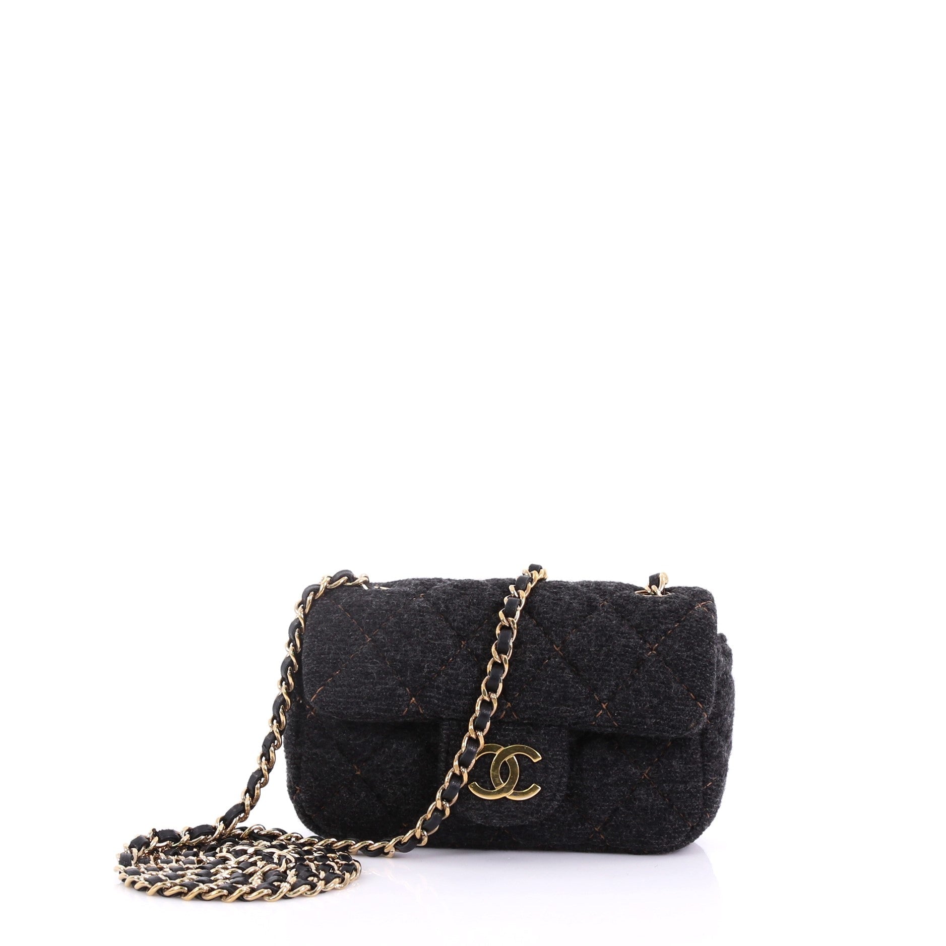 Chain Flap Bag Quilted Wool Extra Mini