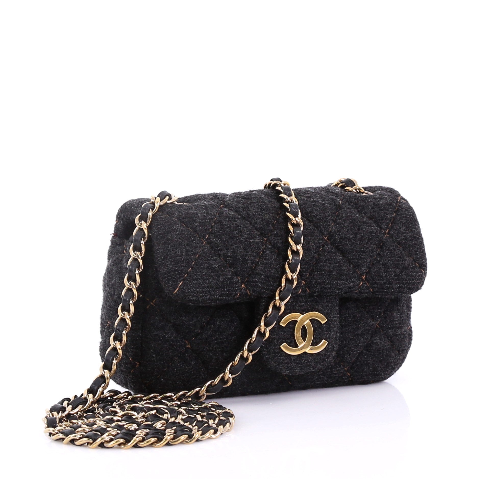 Chain Flap Bag Quilted Wool Extra Mini