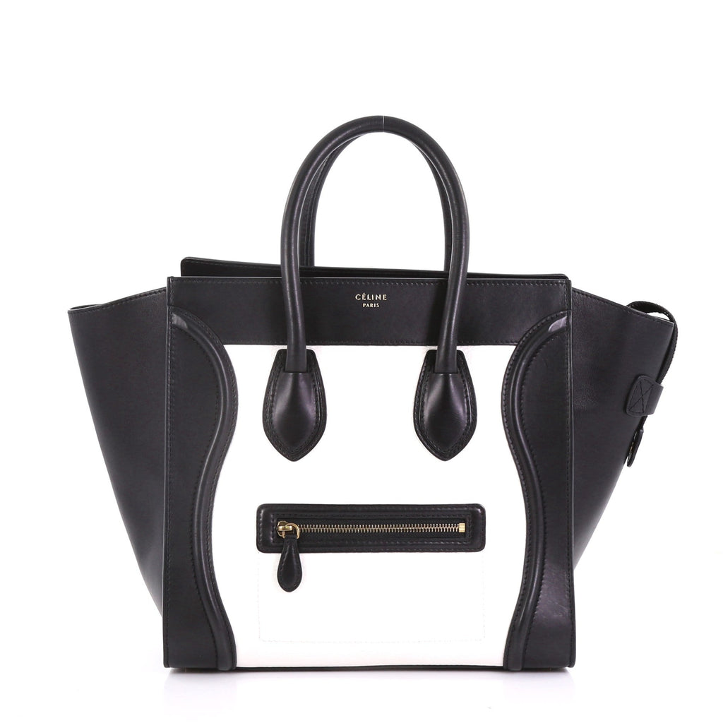 Bicolor Luggage Handbag Leather Mini