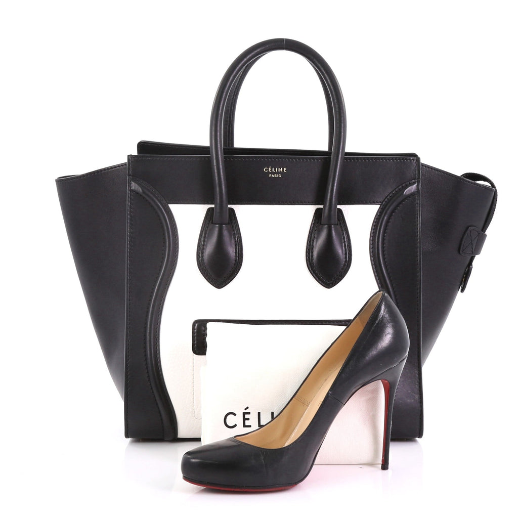 Bicolor Luggage Handbag Leather Mini
