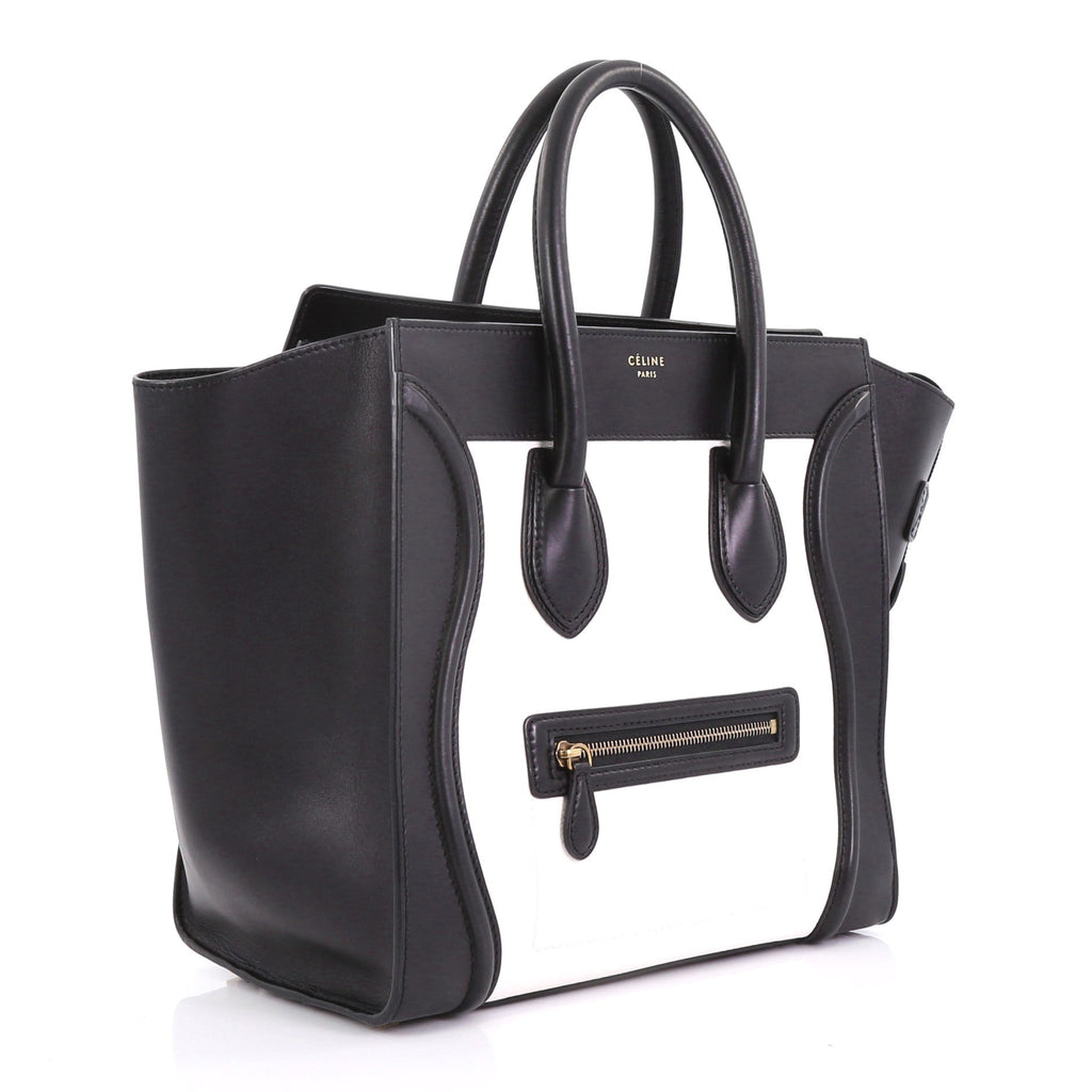 Bicolor Luggage Handbag Leather Mini