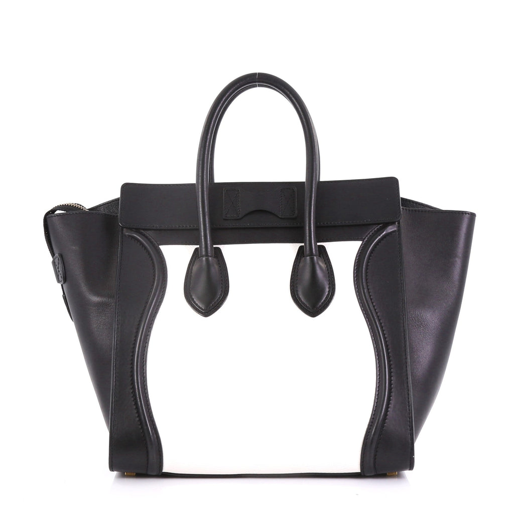 Bicolor Luggage Handbag Leather Mini