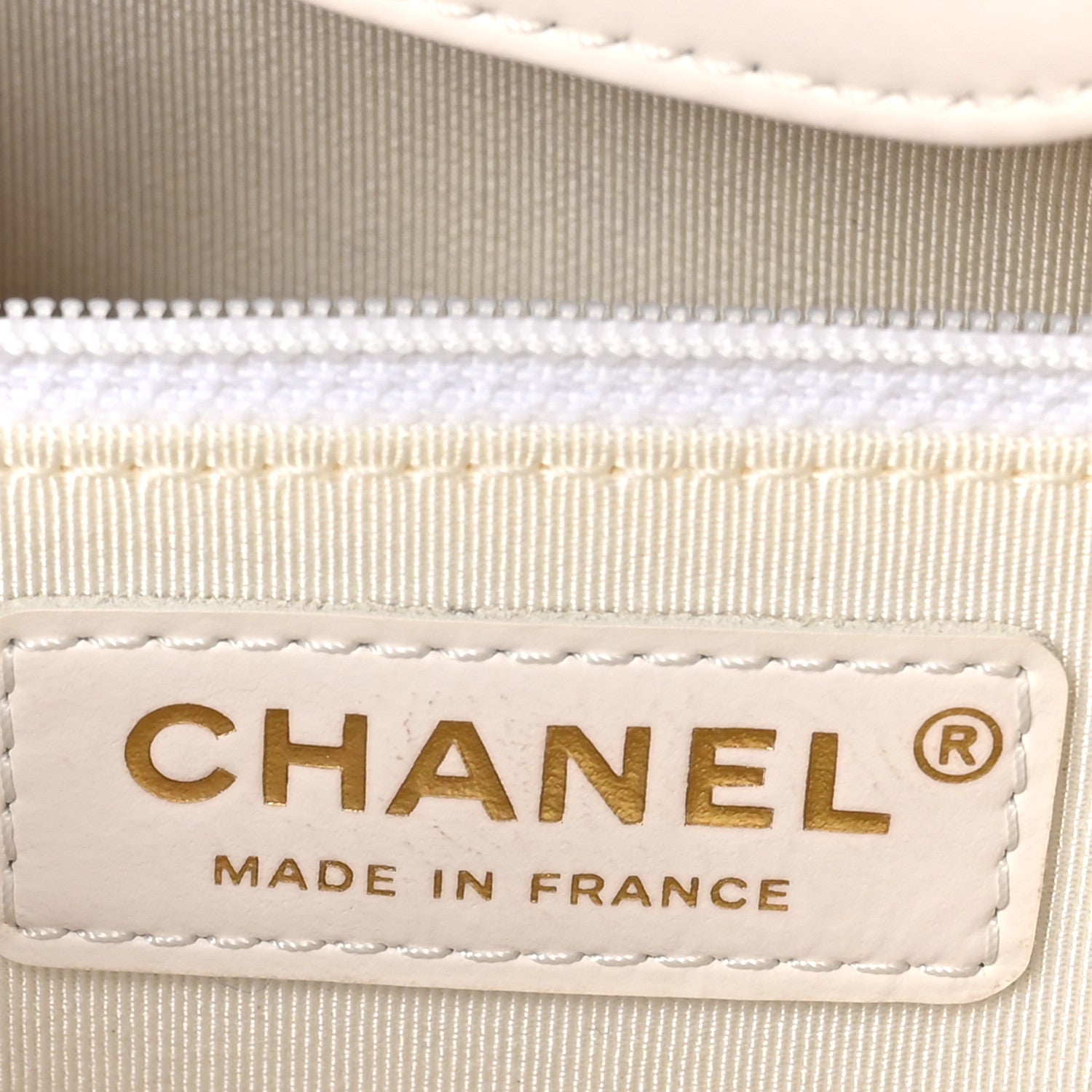 Glazed Calfskin Stitched Shopping Tote White