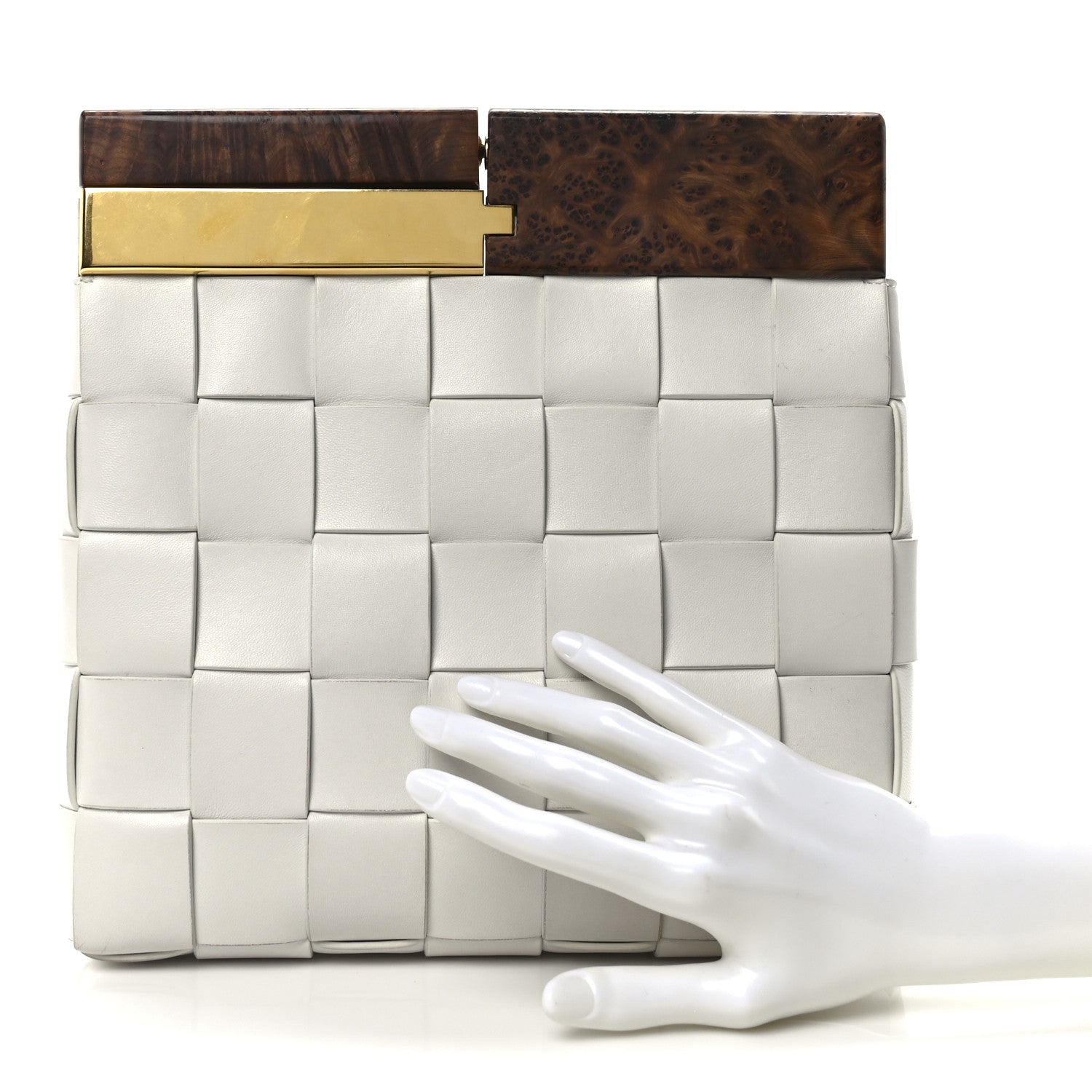 Nappa Intrecciato The Snap Clutch White