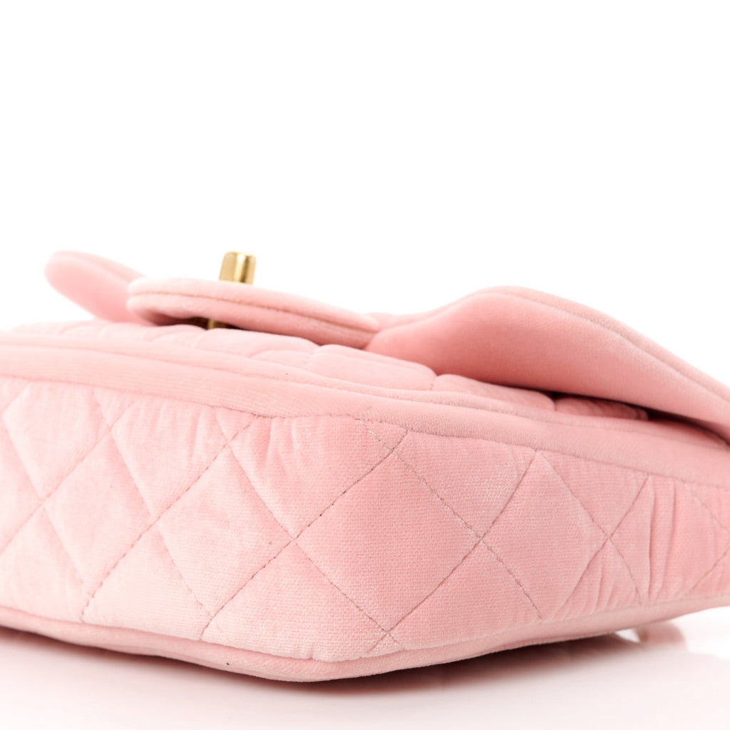 Velour Quilted Mini Double Frame Flap Rose