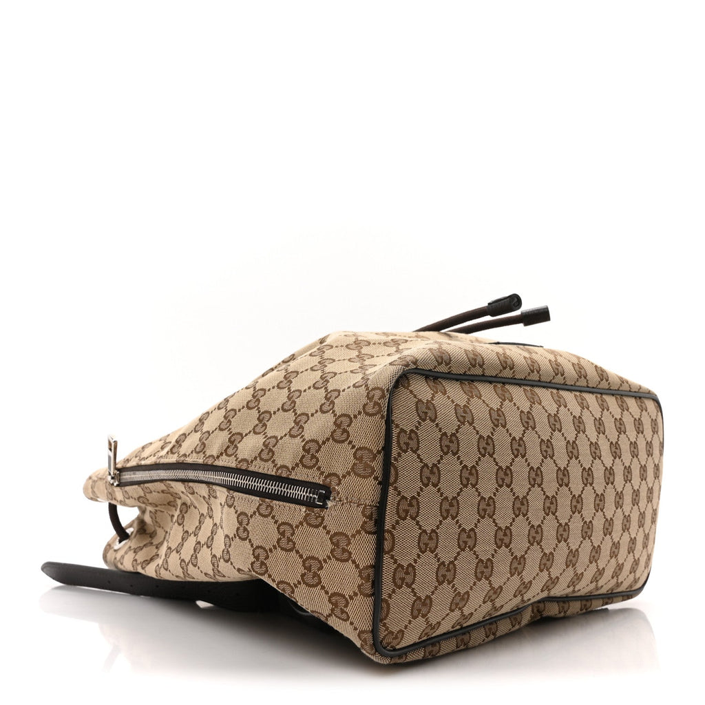 Monogram Dollar Calfskin O Drawstring Backpack Beige Ebony Testa di Moro Dark Chocolate