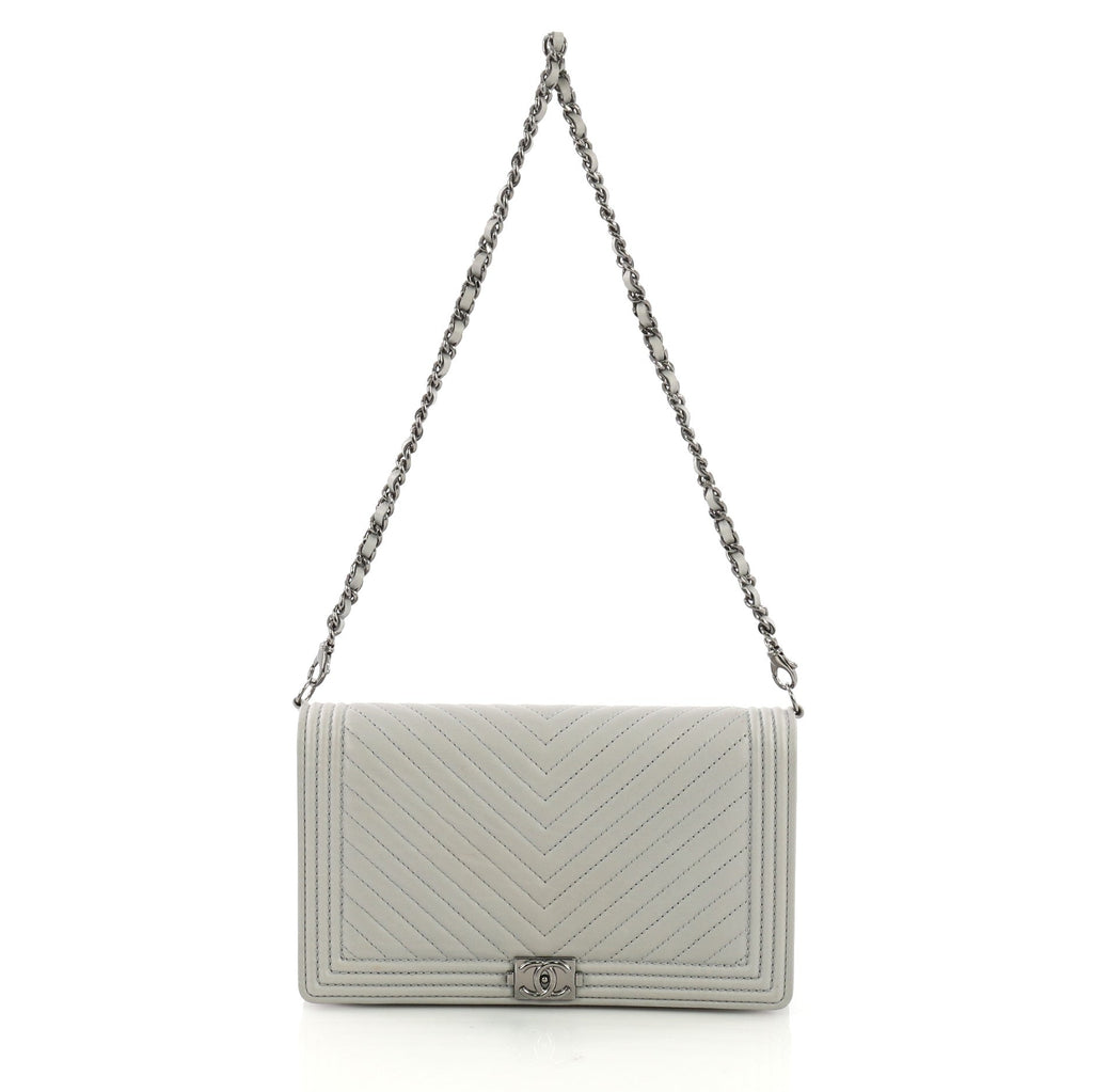 Boy Wallet on Chain Clutch Chevron Calfskin