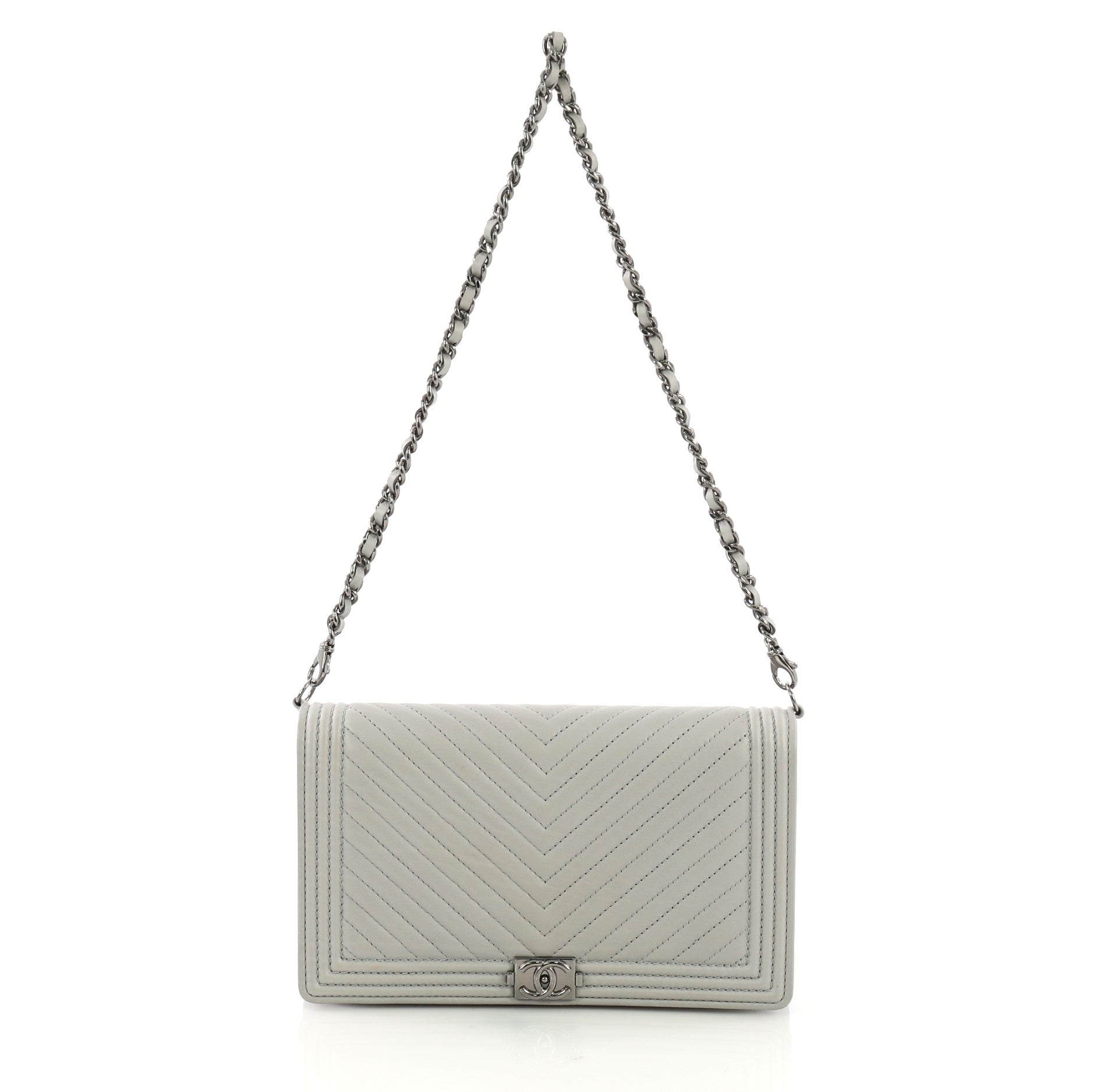 Boy Wallet on Chain Clutch Chevron Calfskin