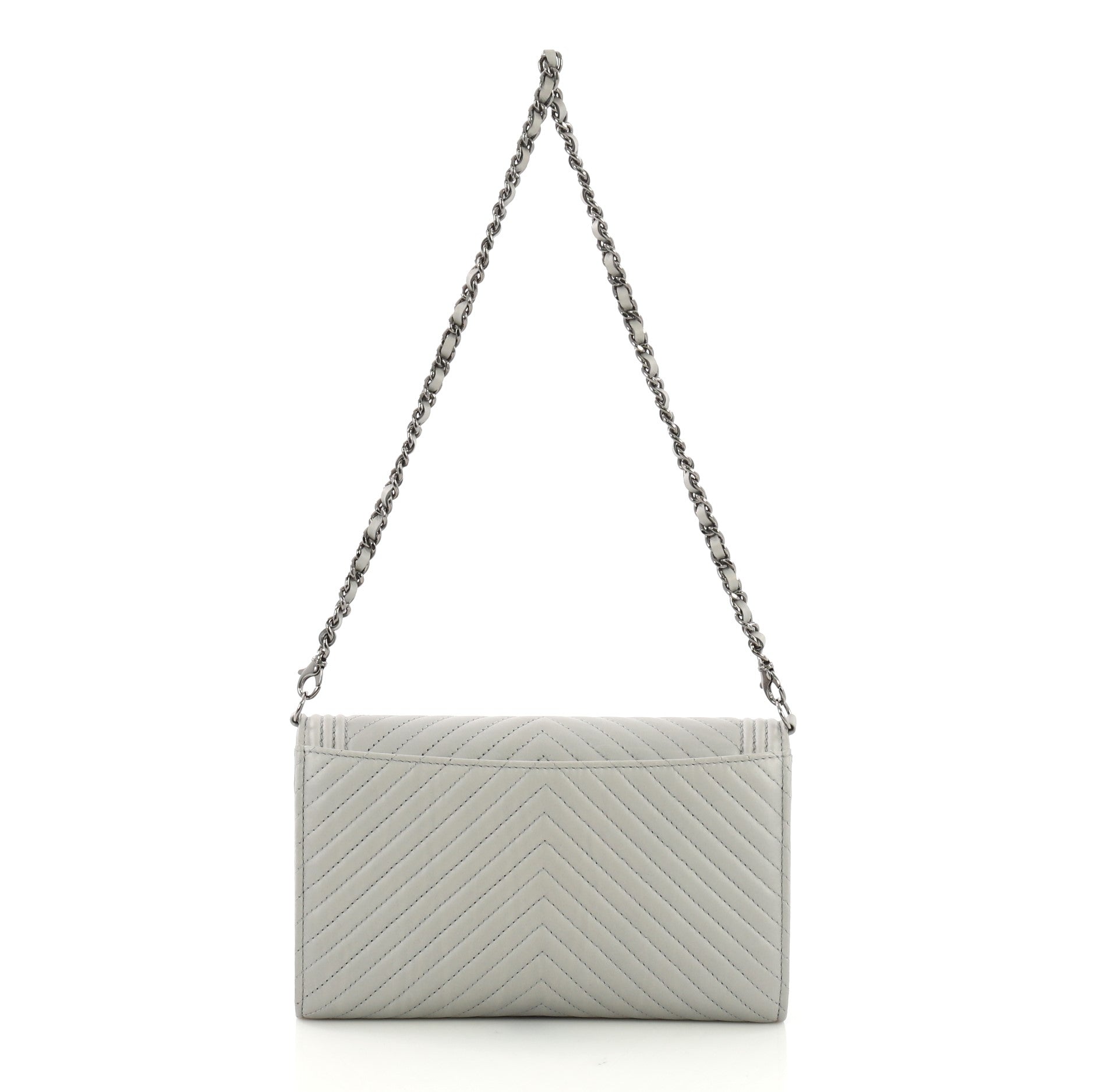 Boy Wallet on Chain Clutch Chevron Calfskin