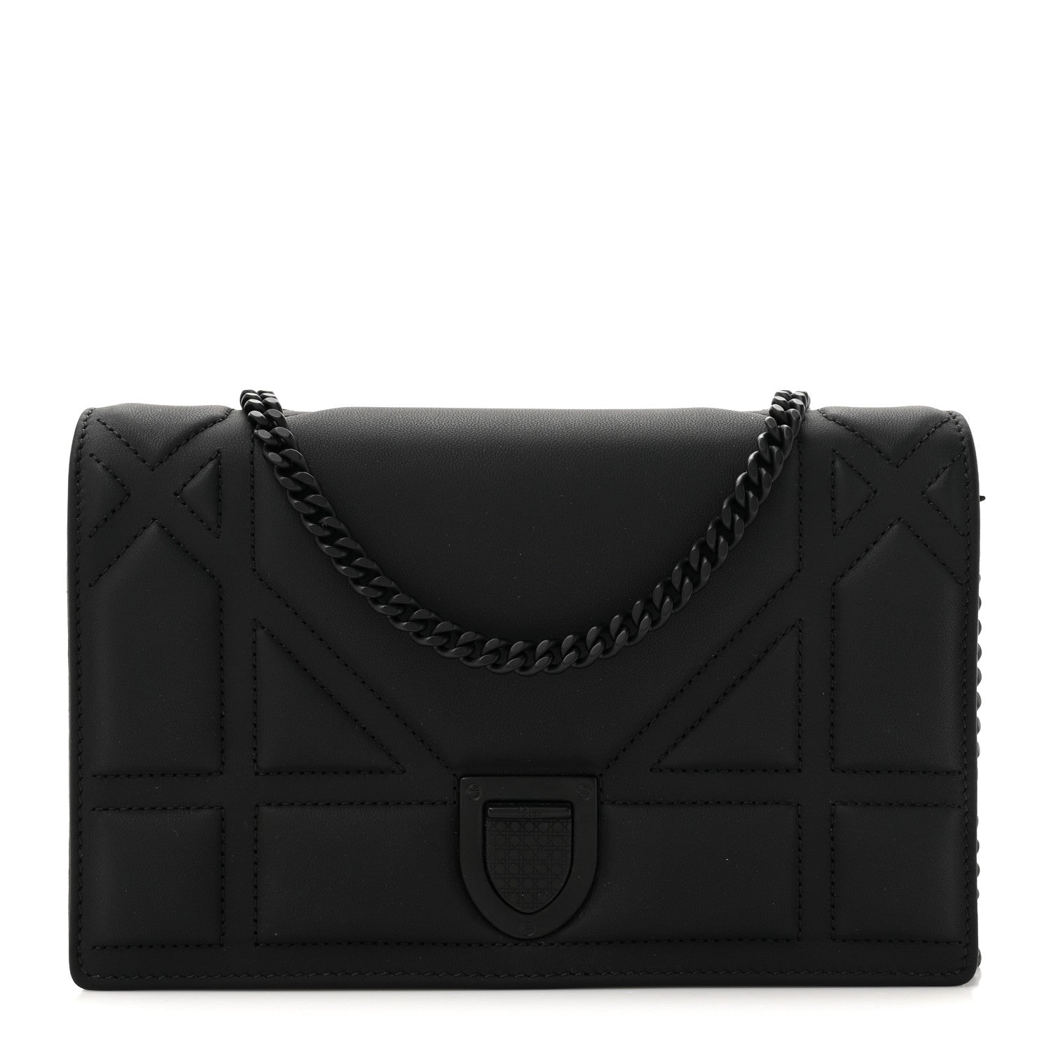 Ultra Matte Calfskin Diorama Wallet on Chain Pouch Black