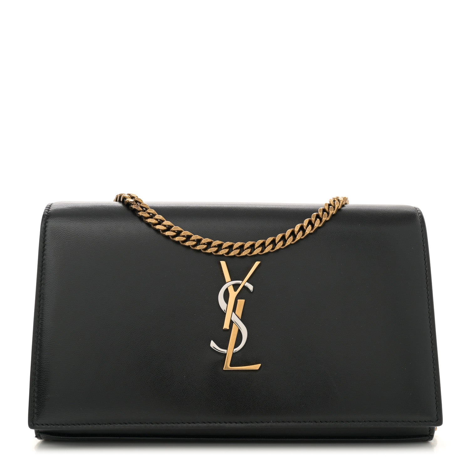 Smooth Calfskin Tri-Metal Cassandre Wallet On Chain WOC Black