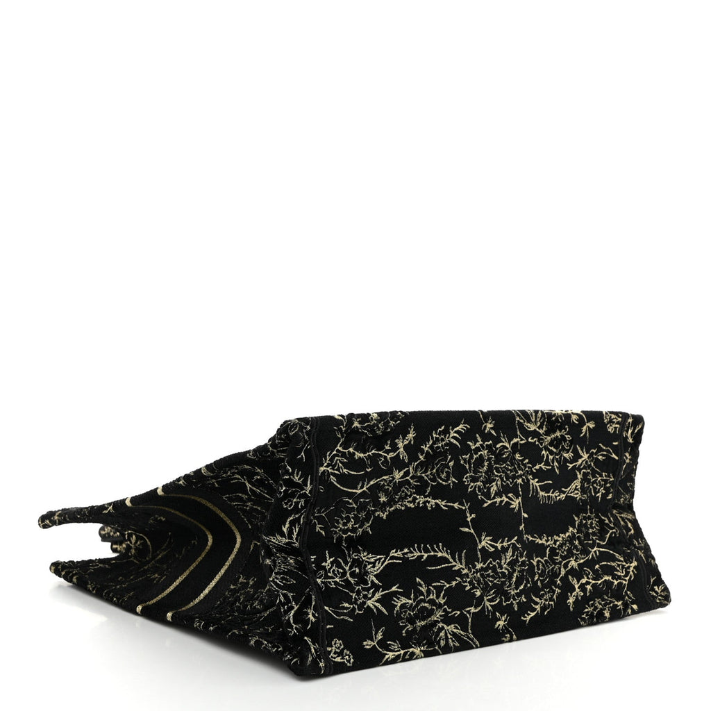 Velvet Jardin d'Hiver Embroidered Large Book Tote Black Gold