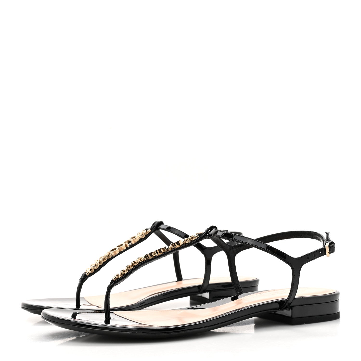 Patent Signoria Thong Sandals 39 Black