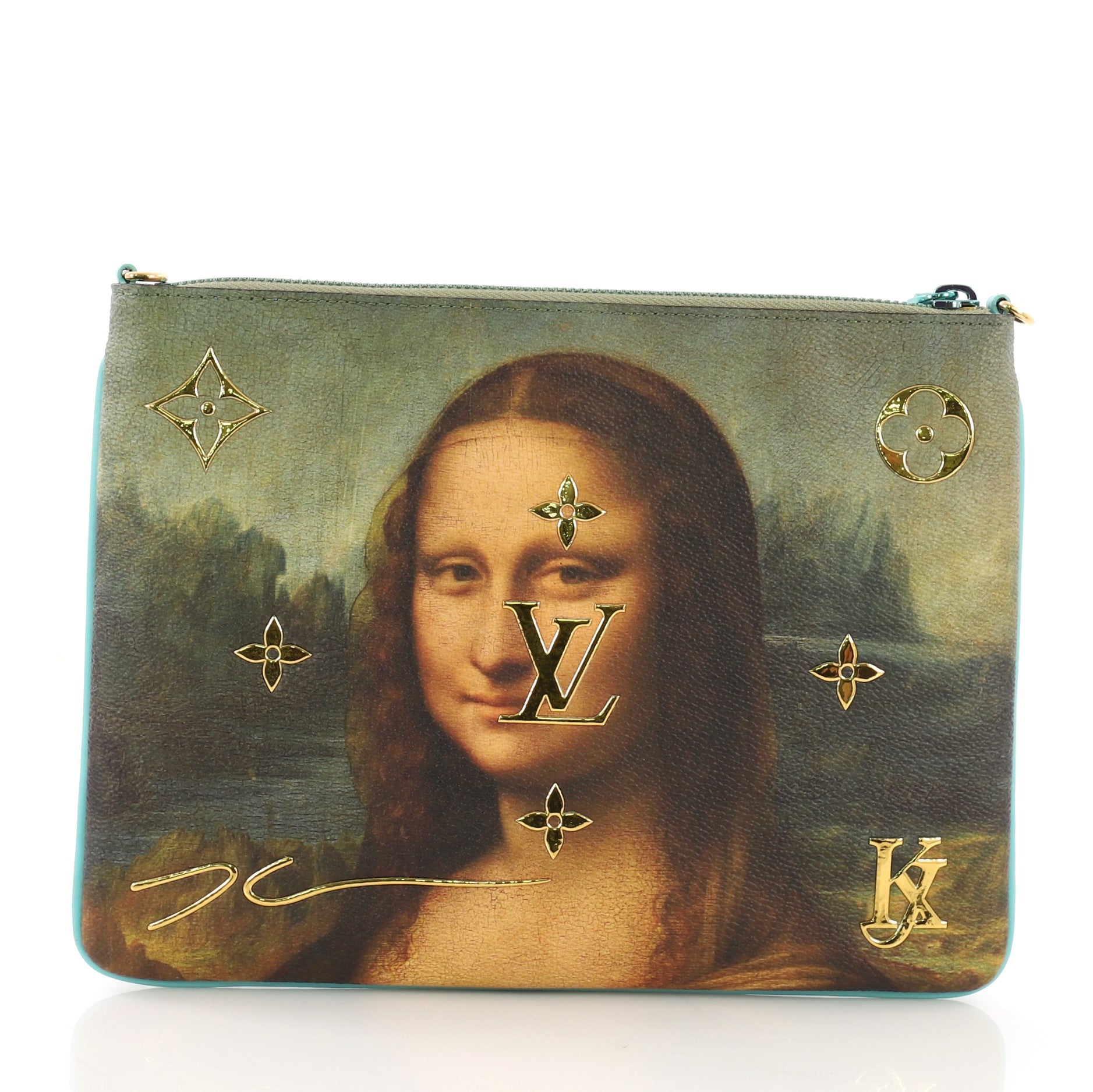 Pochette Clutch Limited Edition Jeff Koons Da Vinci Print Canvas