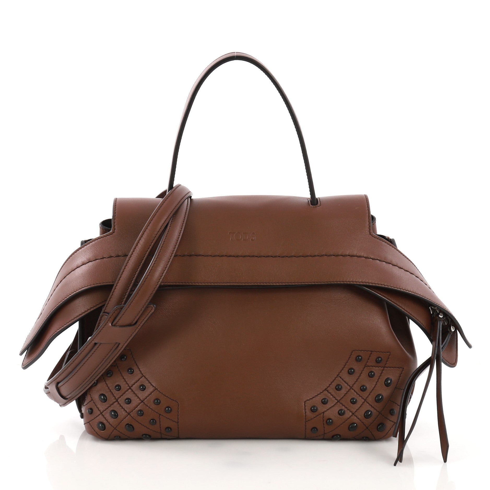 Studded Convertible Wave Bag Leather Mini