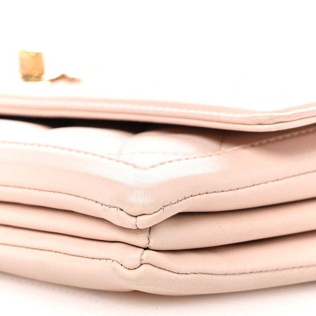 Lambskin Quilted Hanbok Flap Bag Light Pink
