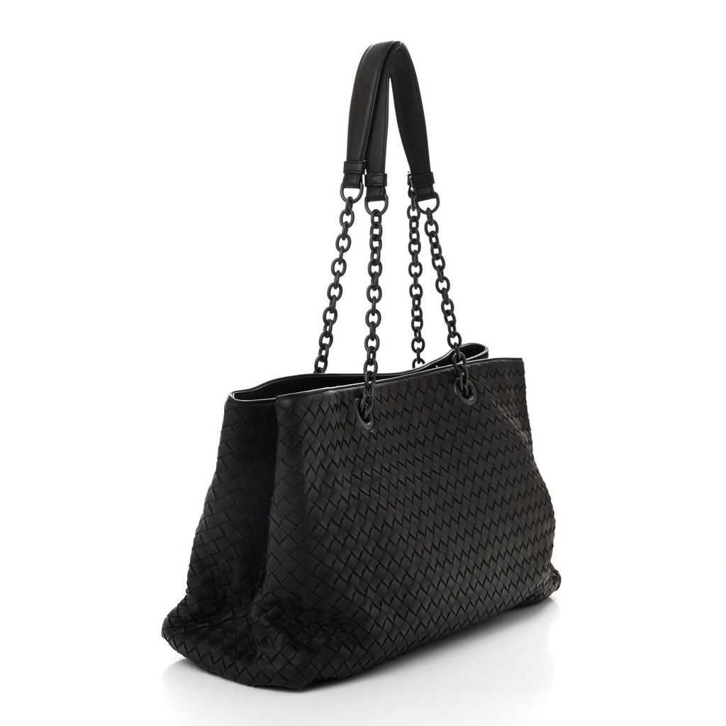 Nappa Intrecciato Large Classic Chain Strap Tote Ebano