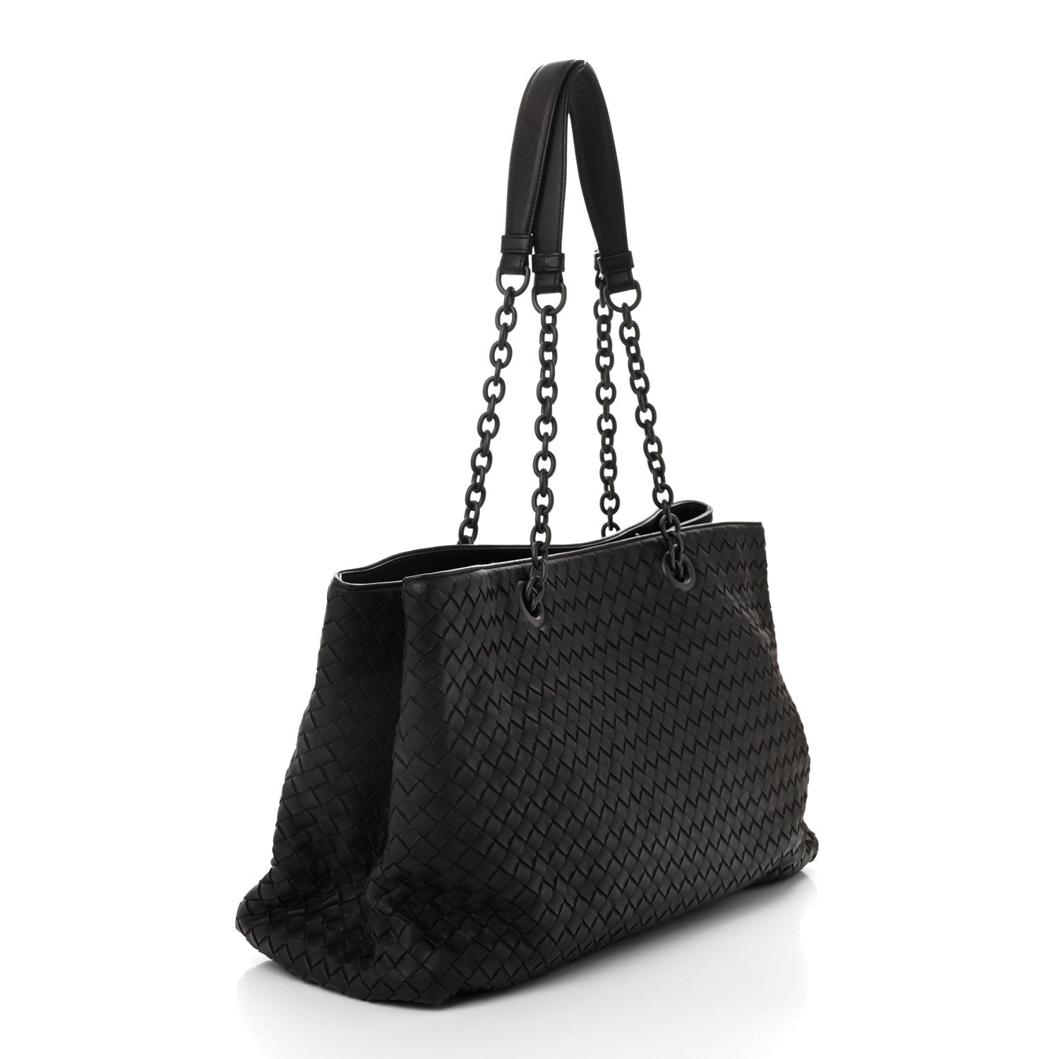 Nappa Intrecciato Large Classic Chain Strap Tote Ebano