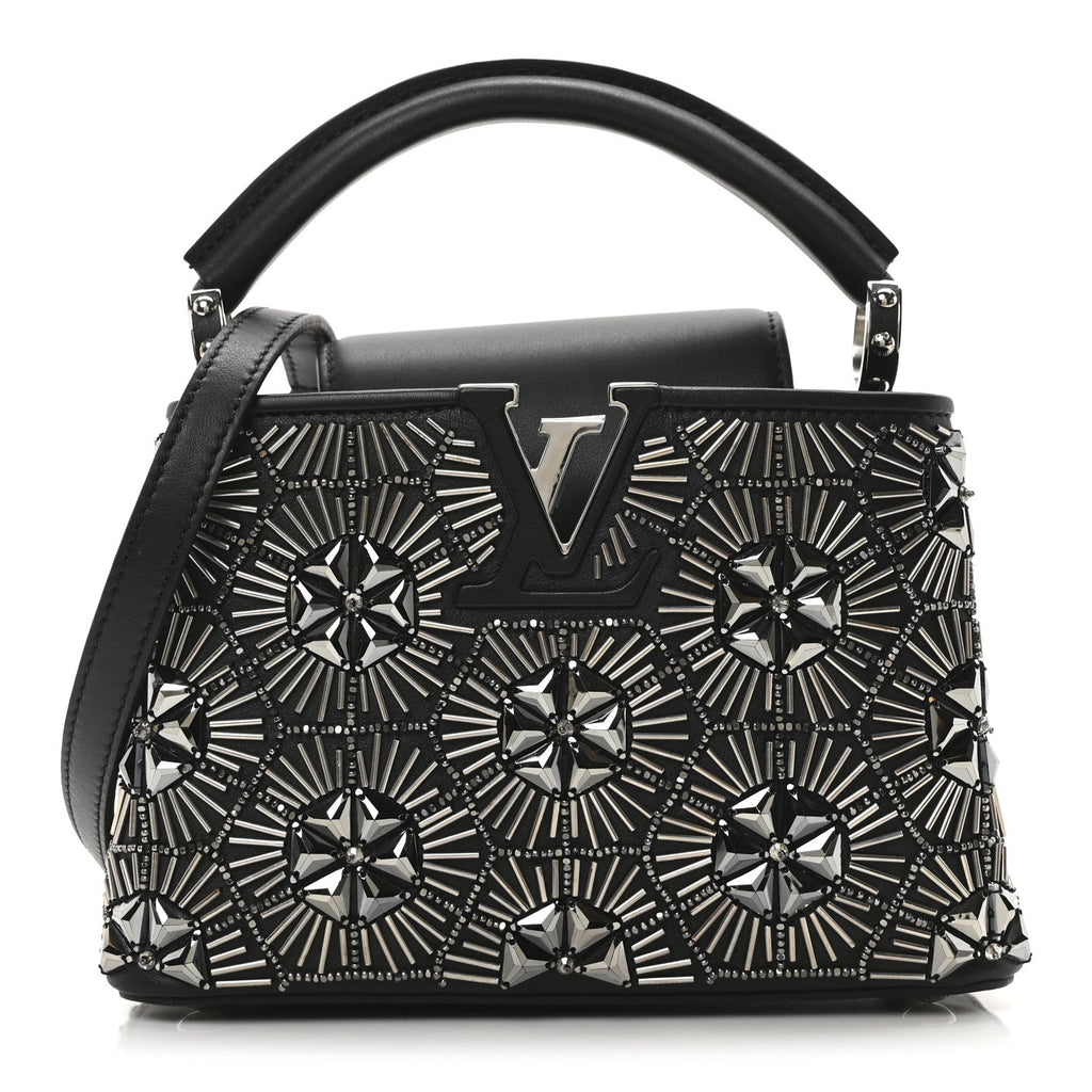 Calfskin Galaxi Sequin Mini Capucines Black