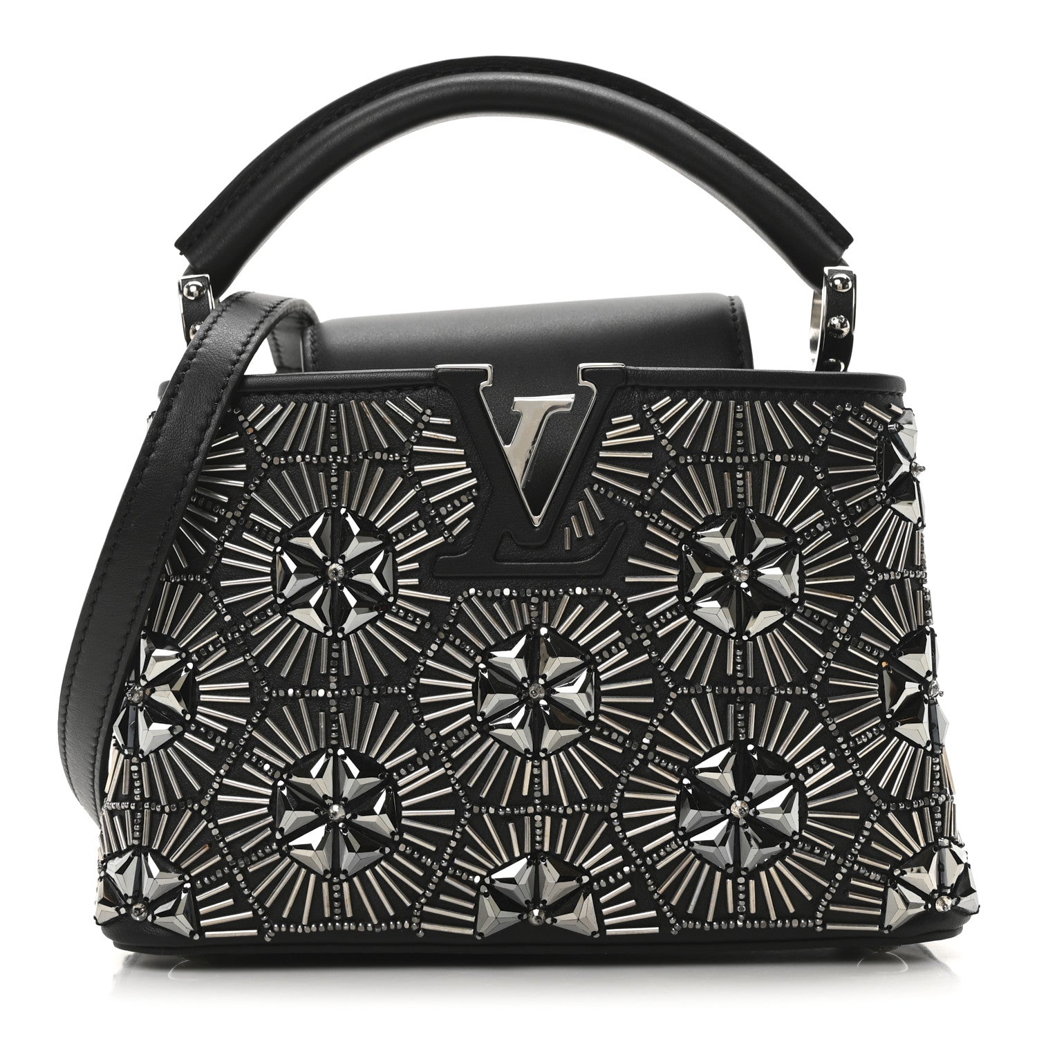 Calfskin Galaxi Sequin Mini Capucines Black