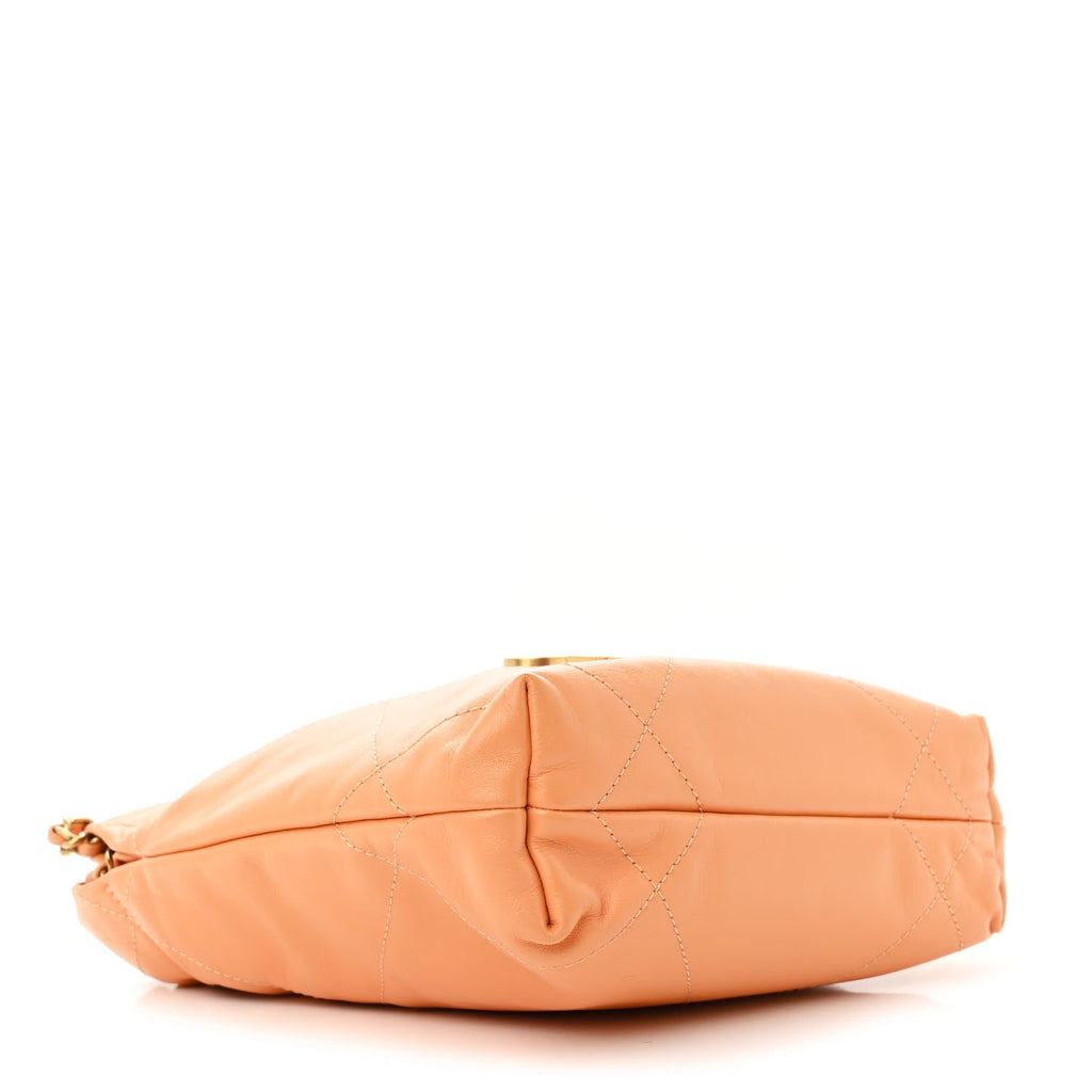 Shiny Calfskin Quilted Mini Chanel 22 Orange