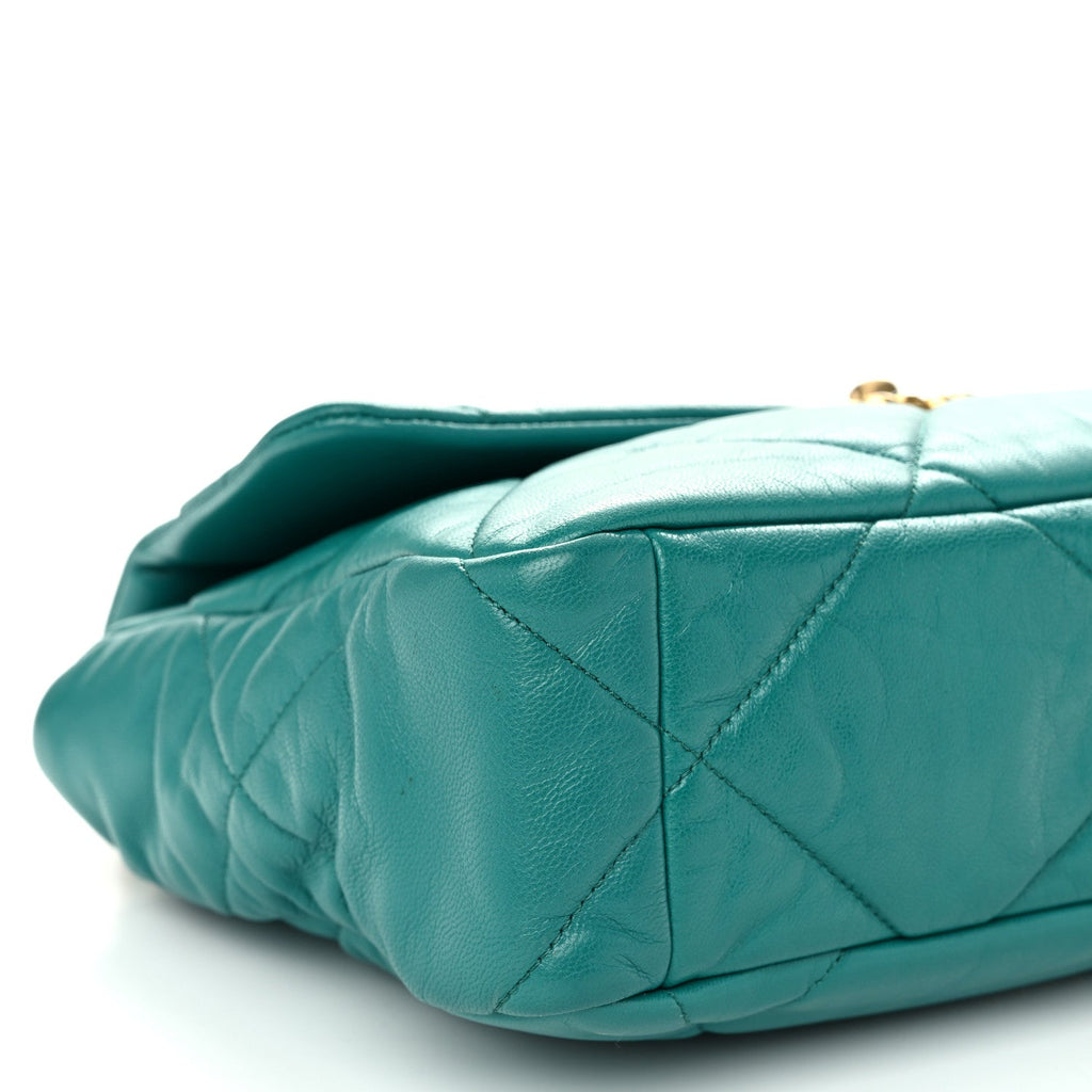 Lambskin Quilted Large Chanel 19 Flap Dark Green