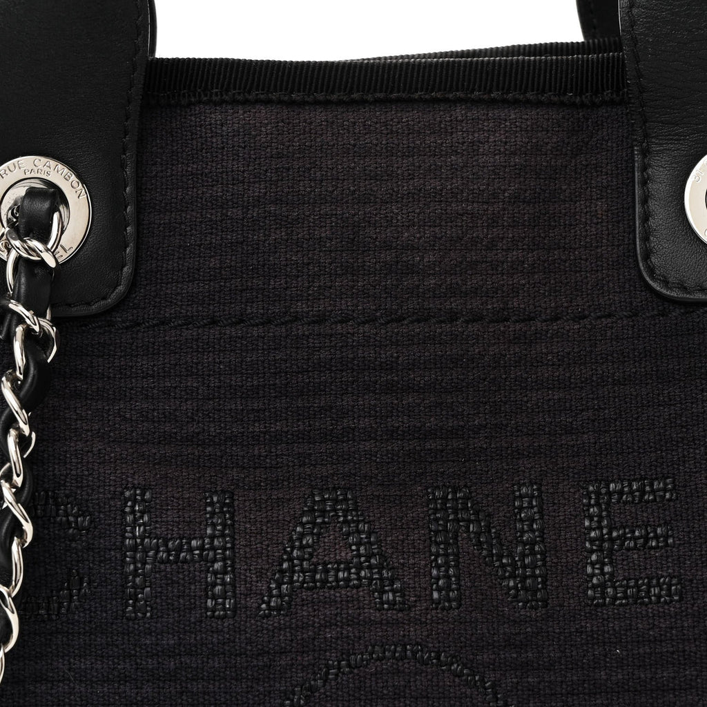 Mixed Fibers Calfskin Small Deauville Tote Black