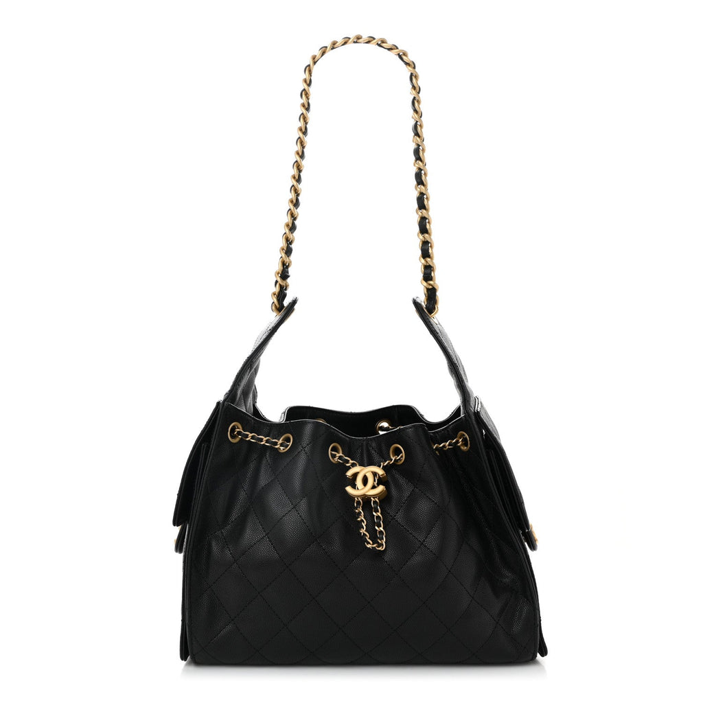 Caviar Quilted Small Chanel 25 Handbag Black