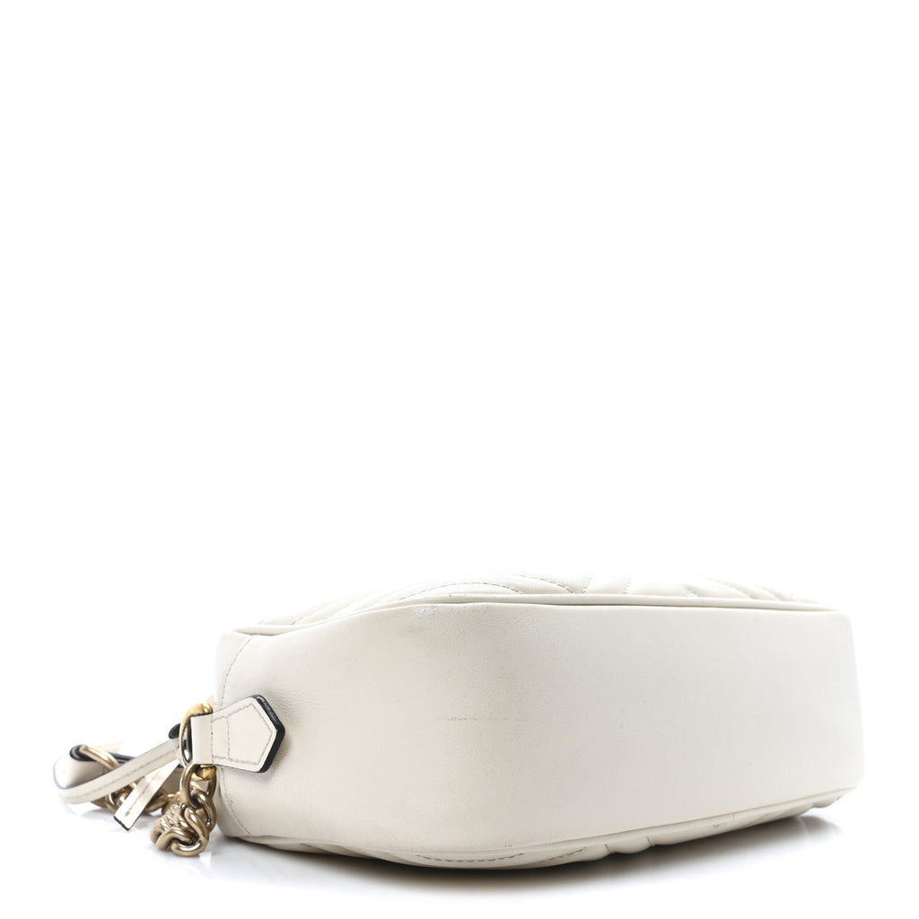 Calfskin Matelasse Small GG Marmont Chain Shoulder Bag White