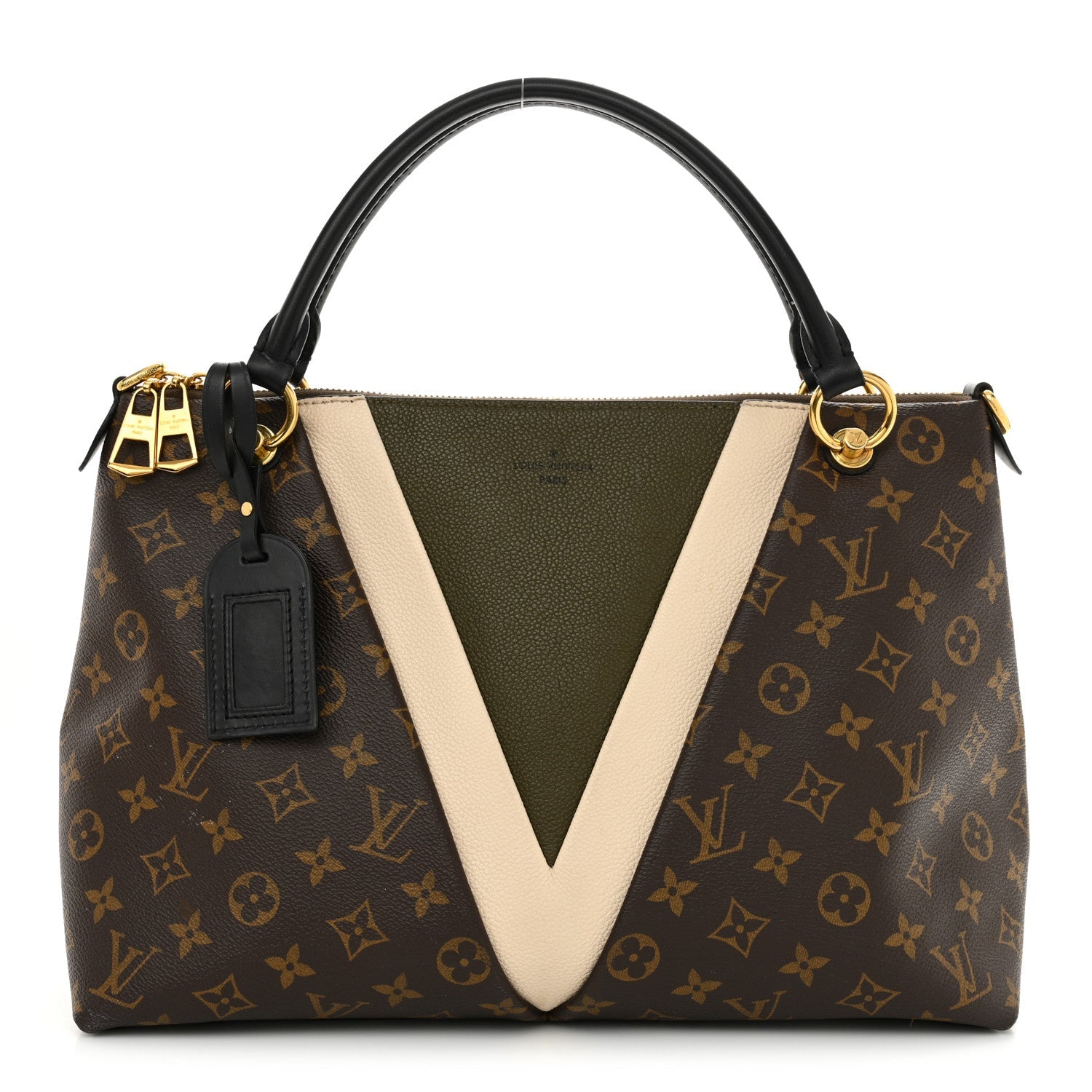 Monogram V Tote MM Khaki Cream