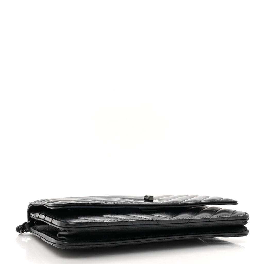 Aged Calfskin Chevron Quilted Reissue Wallet On Chain WOC So Black