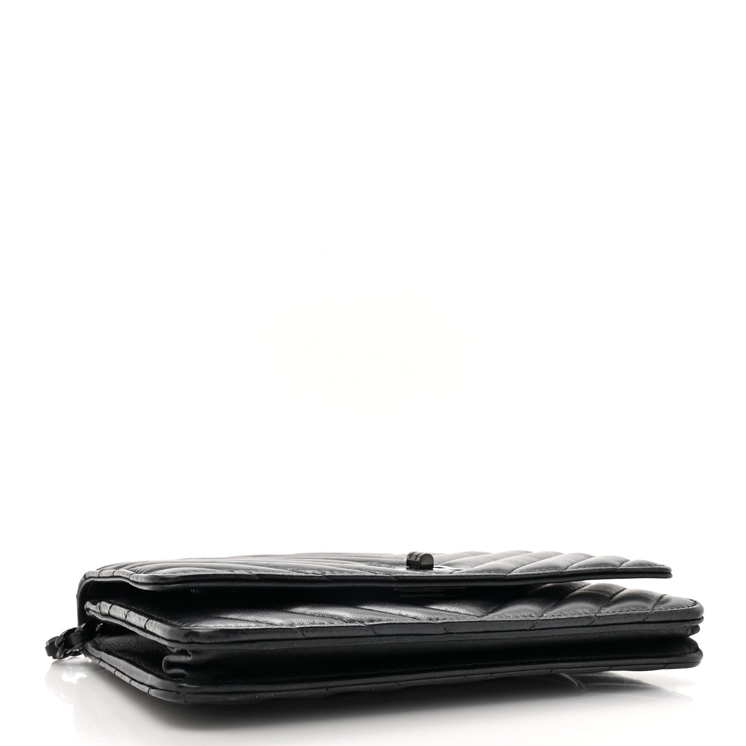 Aged Calfskin Chevron Quilted Reissue Wallet On Chain WOC So Black