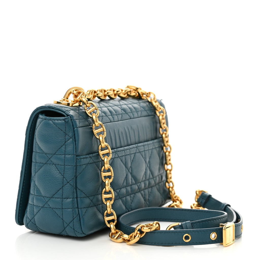 Lambskin Cannage Small Caro Bag Deep Ocean