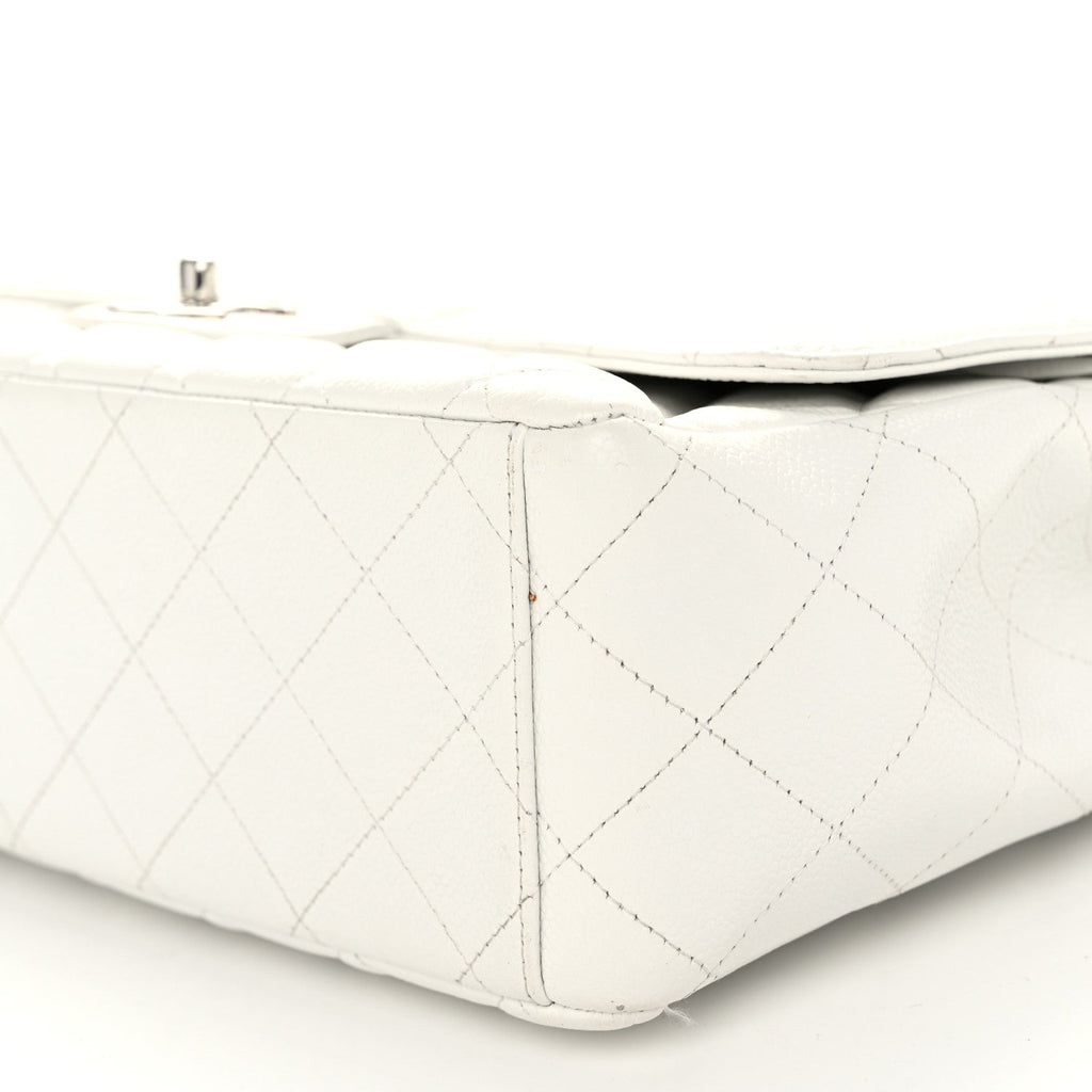 Caviar Quilted Maxi Double Flap White