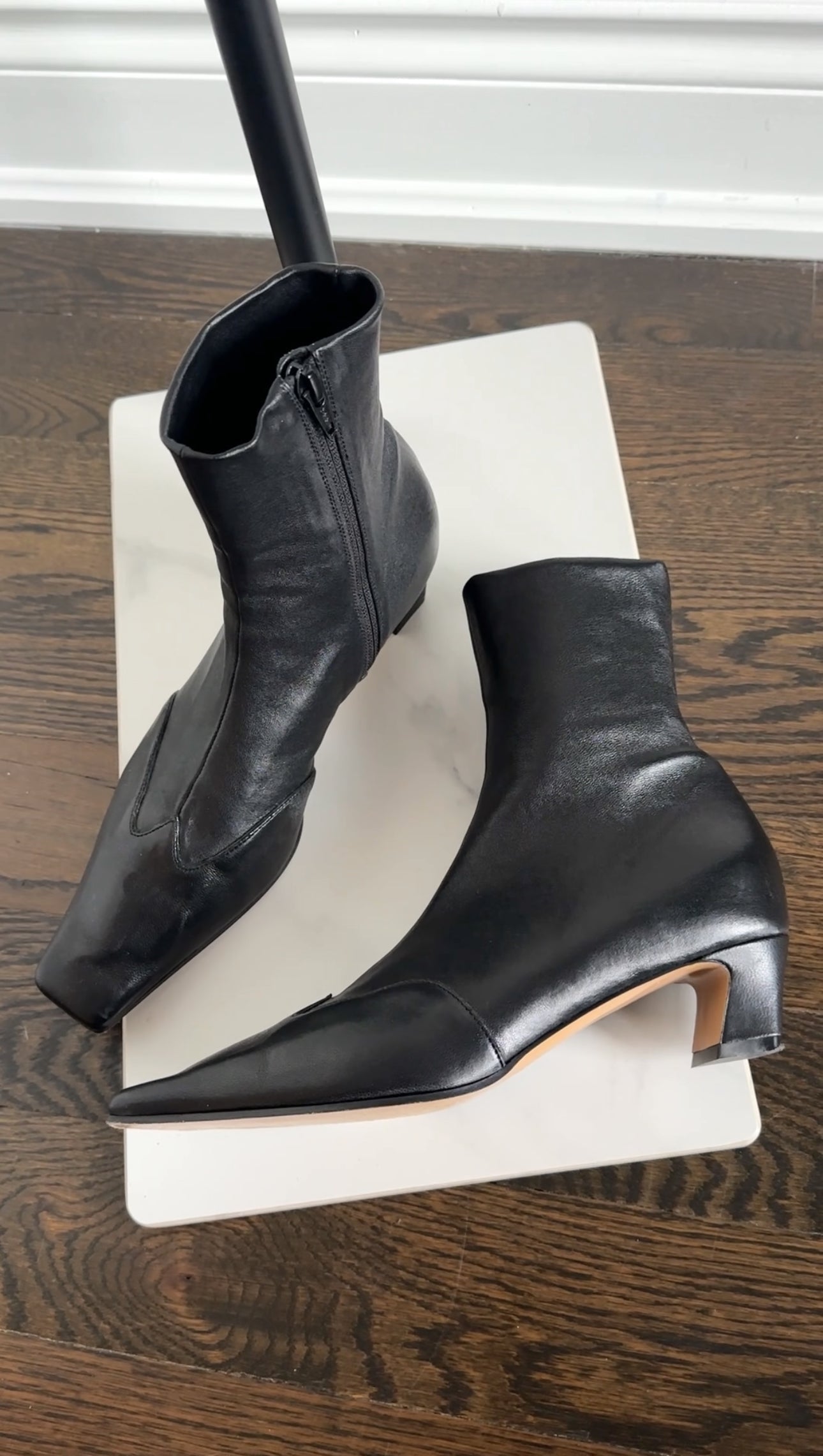 Khaite Black Leather 40mm Nevada Stretch Ankle Boot - 37