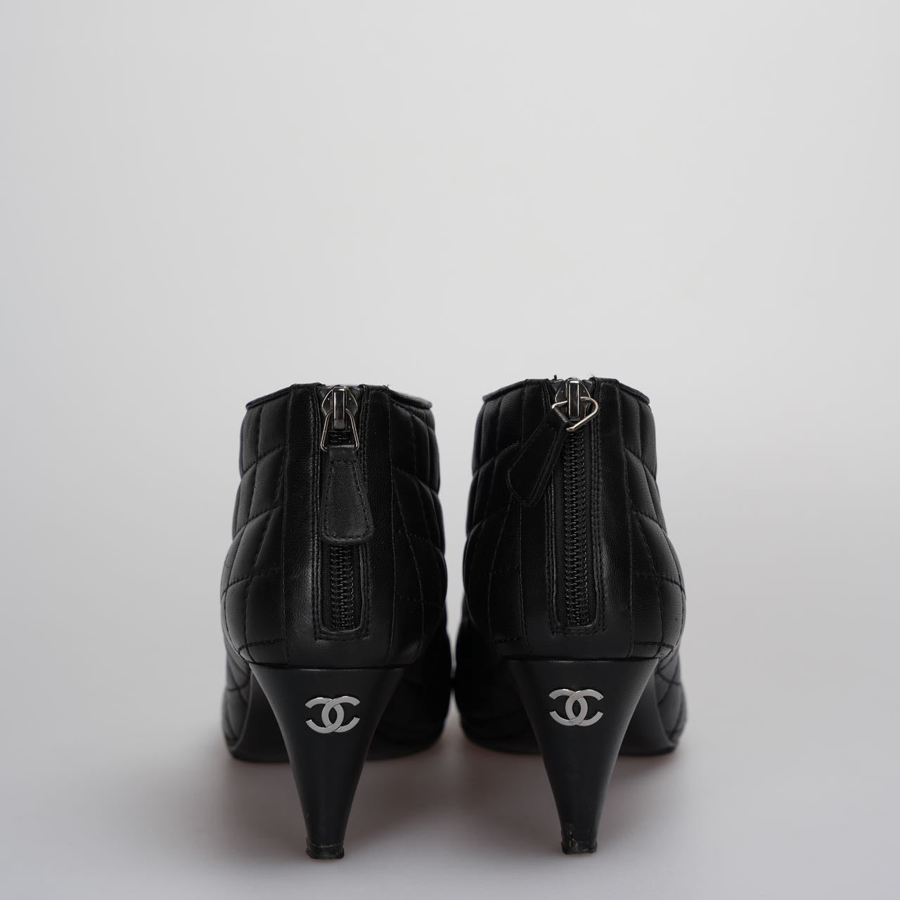 Chanel Black Leather Boots with CC Logo 34
