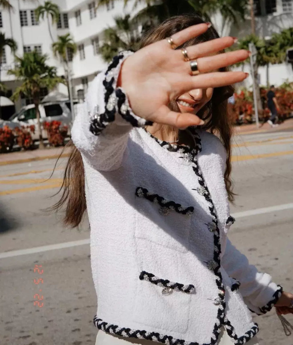Chanel 23C white tweed jacket