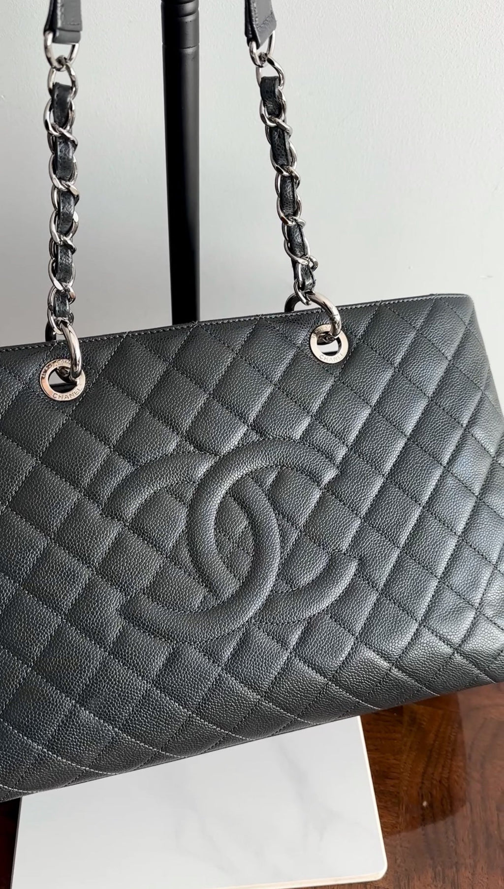 Chanel XL Black Caviar Leather Large GST Grand Shopping Tote Bag SHW