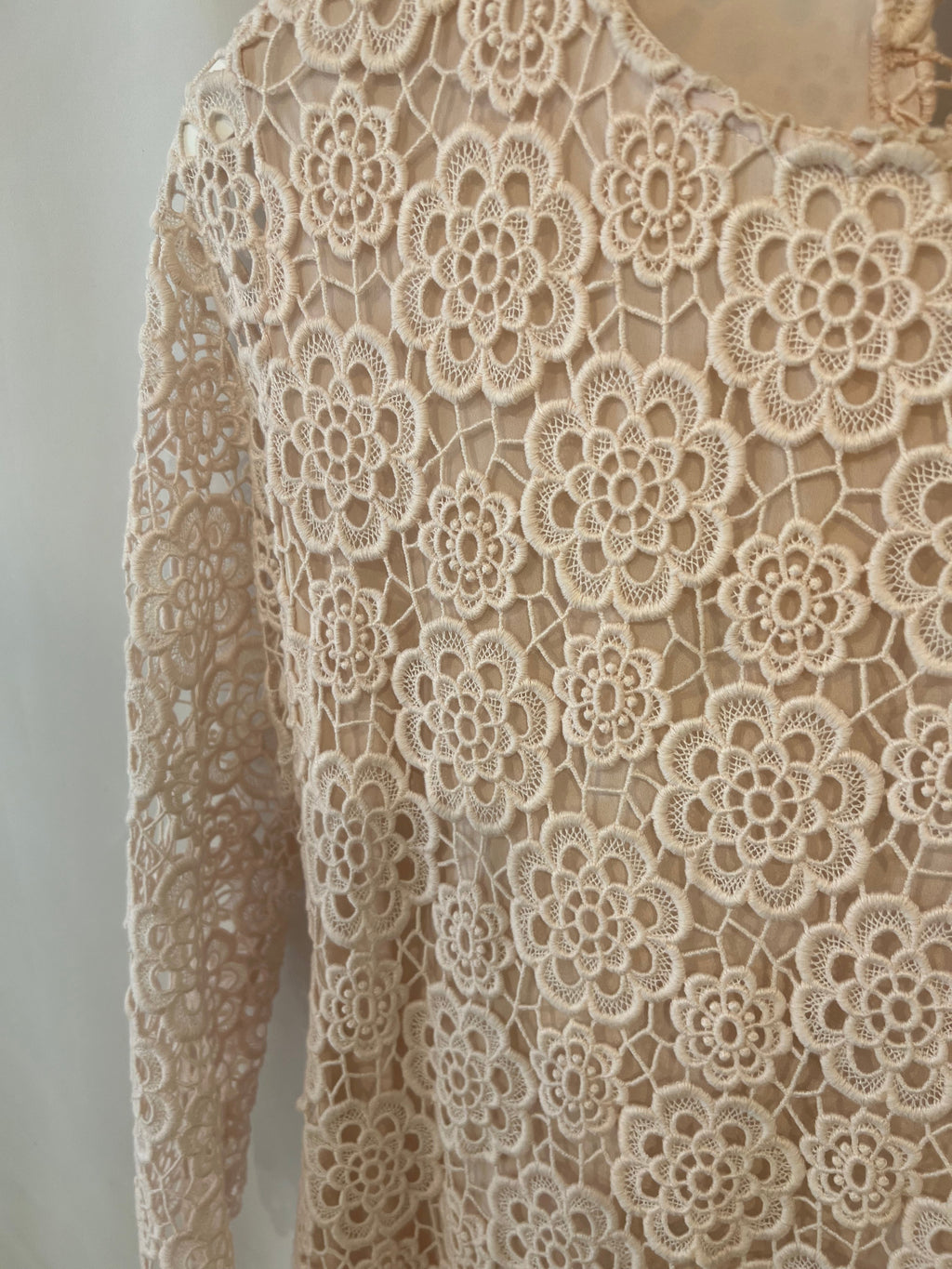 Christian Dior Baby Pink Floral Crochet Mini Dress Size FR 42 (UK 14)