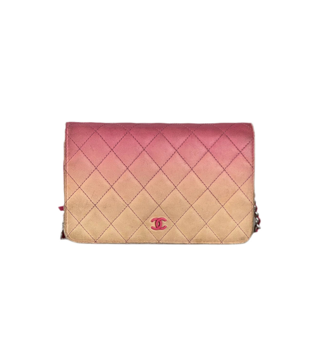 Chanel Wallet on Chain WOC Dark Pink Faded Lambskin
