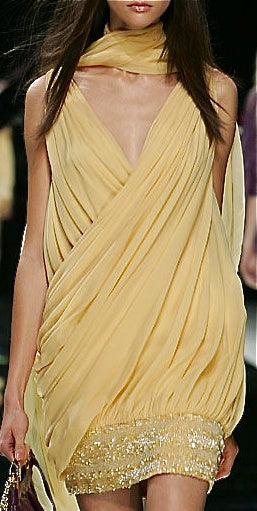 Elie Saab Yellow Draped Sequin Mini Dress - 40 / US 6