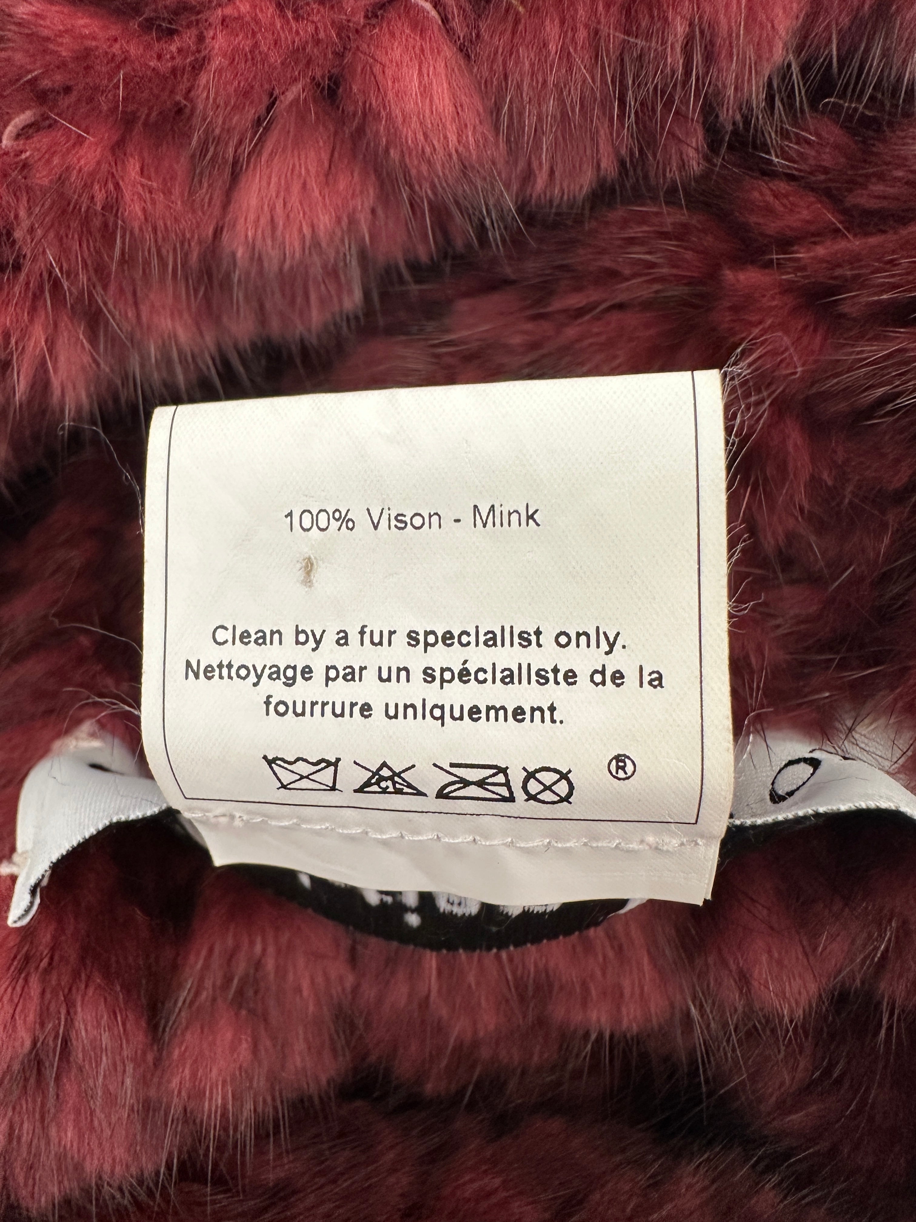 Christian Dior Burgundy Mink Long Sleeve Button Down Jumper with High Neck Size FR 38 (UK 10)