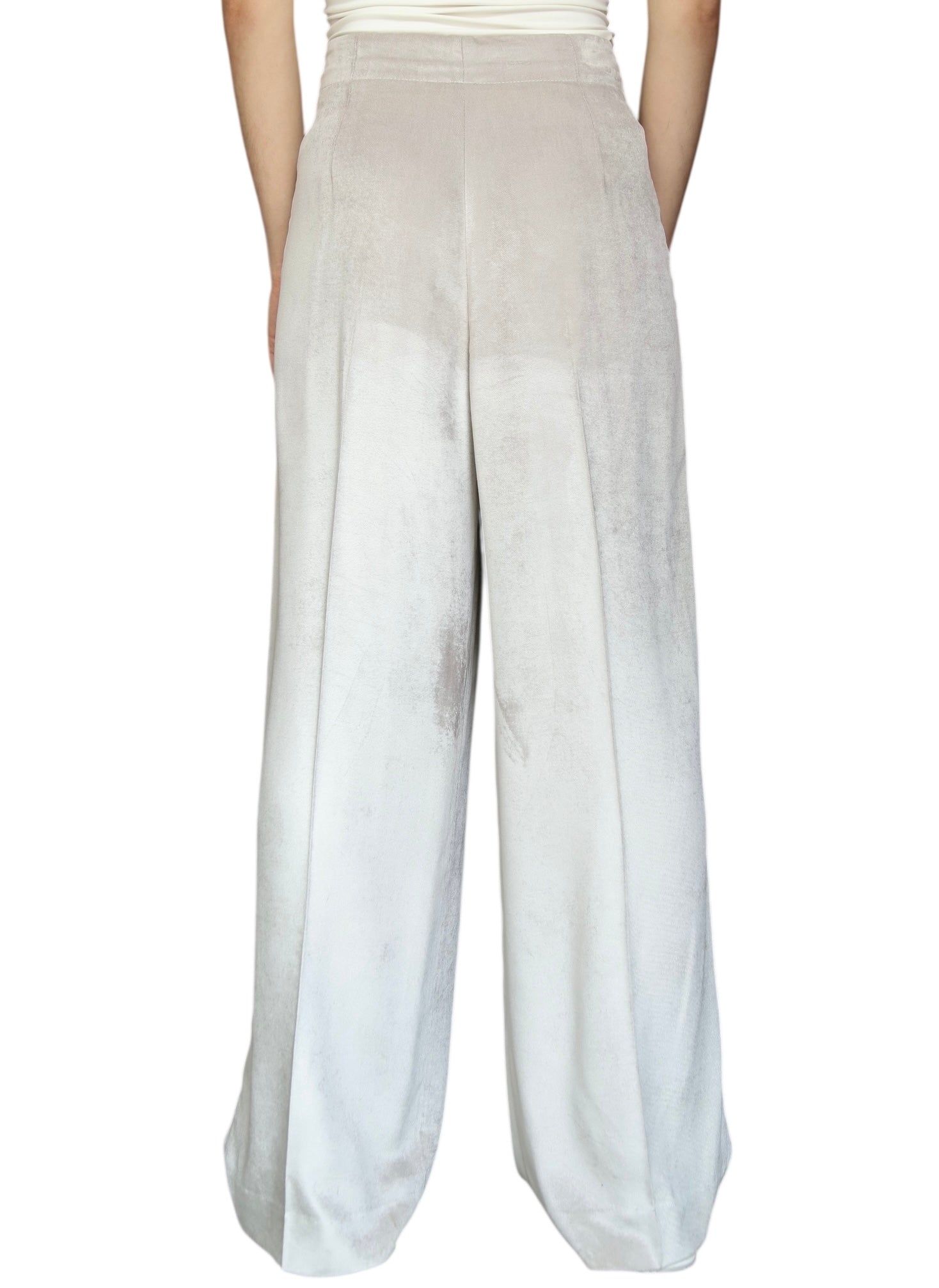 Brunello Cucinelli Beige Wide Leg Velvet Trousers - IT 42 / US 6