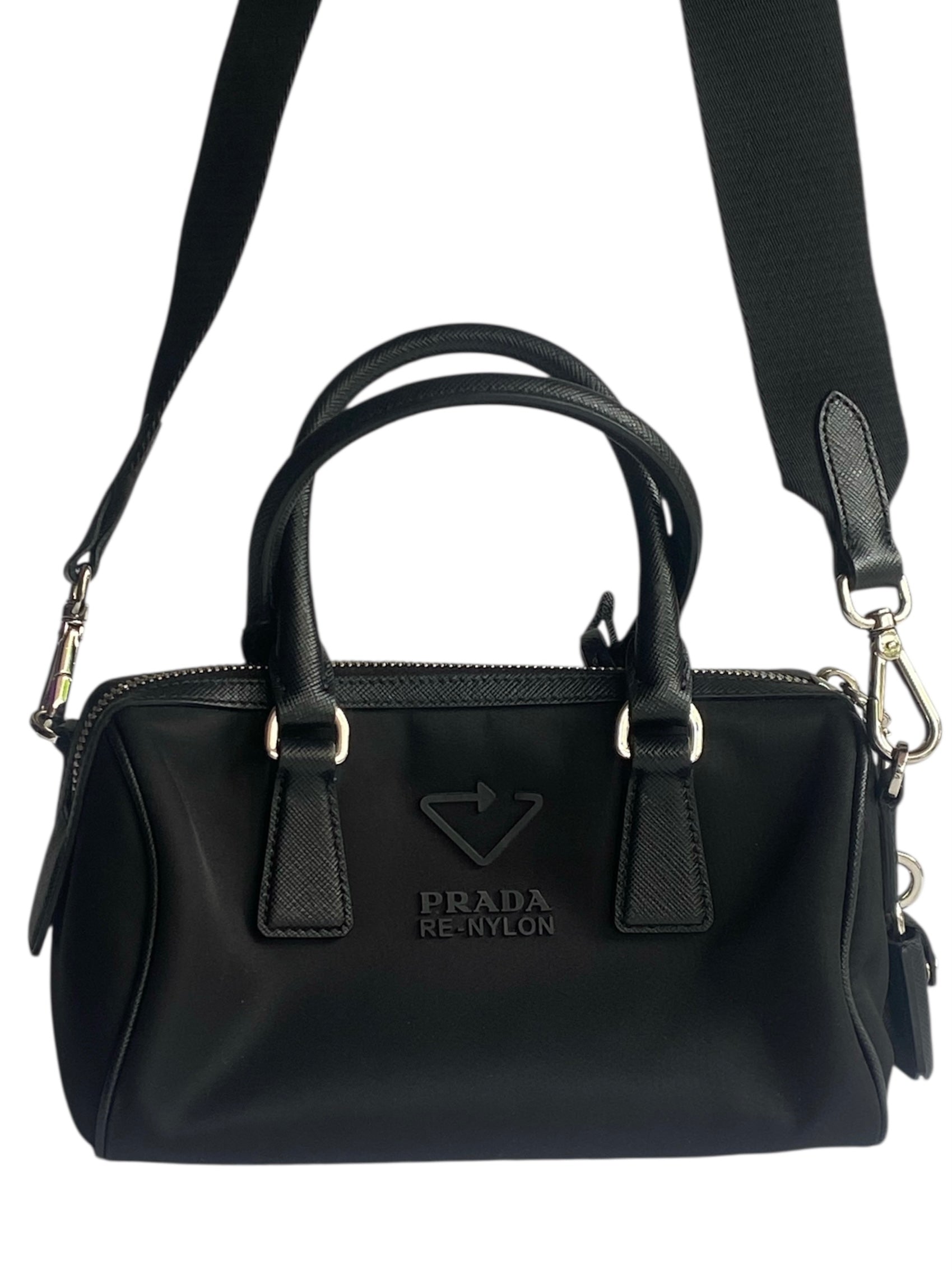 Prada Black Re-Nylon Top Handle Crossbody Bag