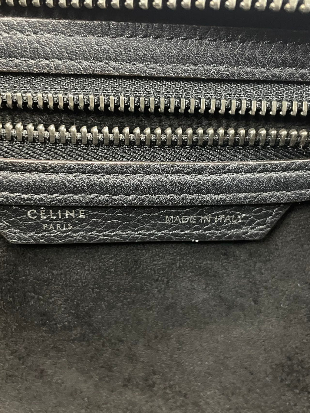 CELINE Micro Luggage Leather Handbag in Black
