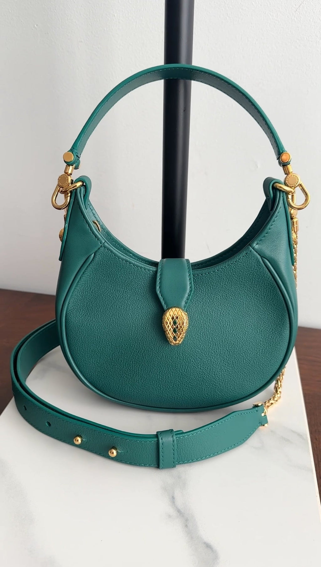Bvlgari Serpenti Forever Emerald Green Ellipse Hobo Bag