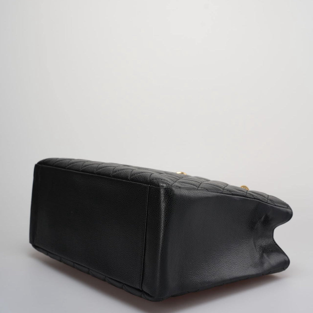 Chanel Grand Shopping Tote Black GST Bag in Caviar Leather with Gold Hardware Medium